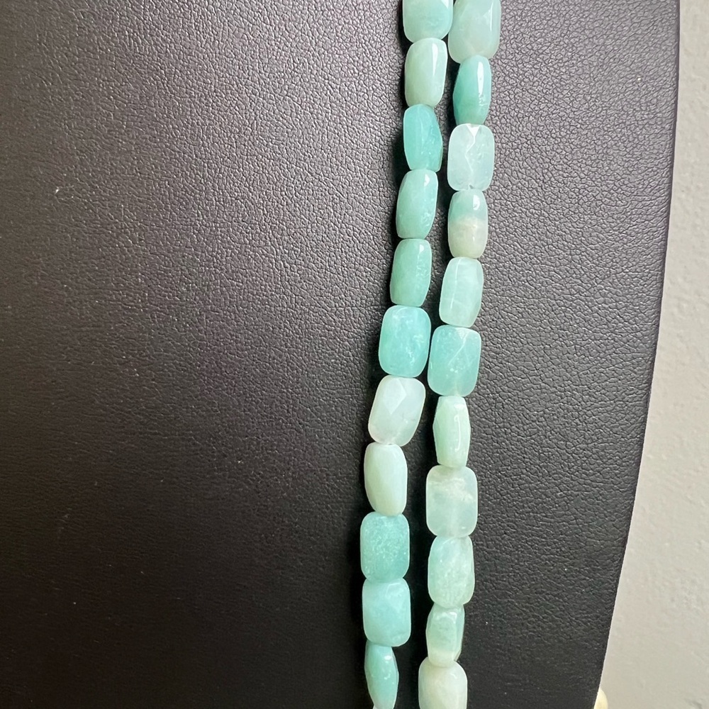 Anngi Alyn Amazonite Stone Necklace w/925 Toggle Clasp 56” D7 - Picture 2 of 4